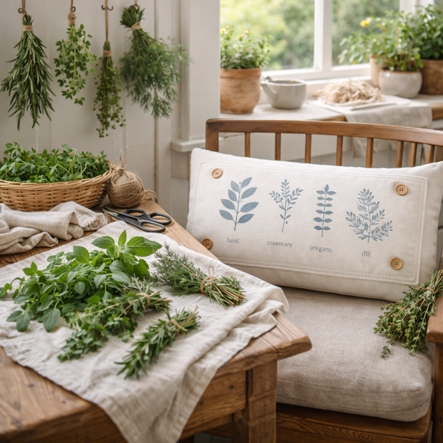 PANEL ONLY: RECTANGLE Basil, Mother's Day Rosemary, Oregano, Dill Spring, Neutral Summer; SAGE GARDEN HERBS