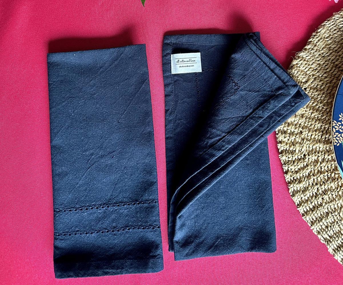 Navy Blue Double Hemstitch Napkins