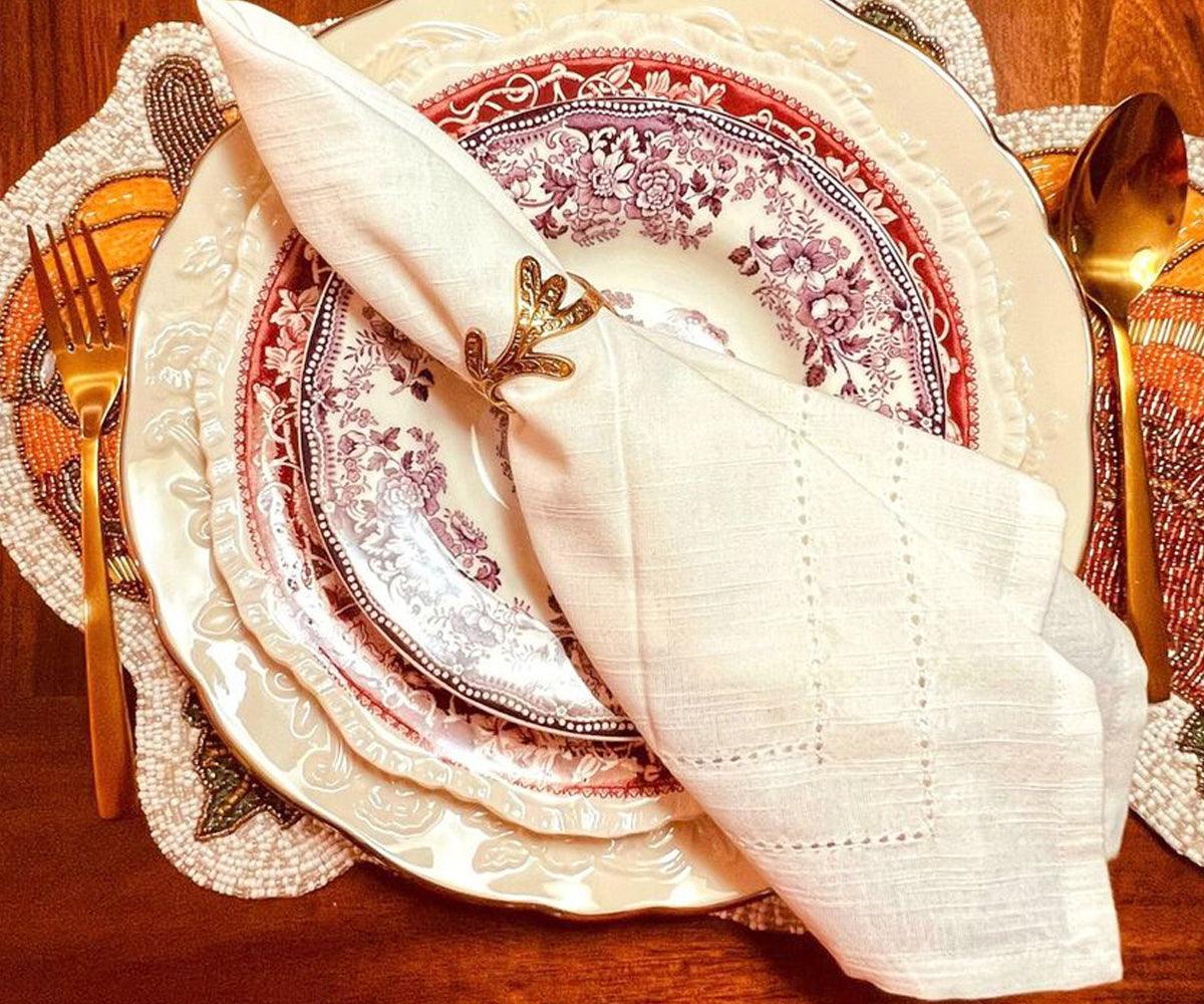 Ivory Double Hemstitch Napkins