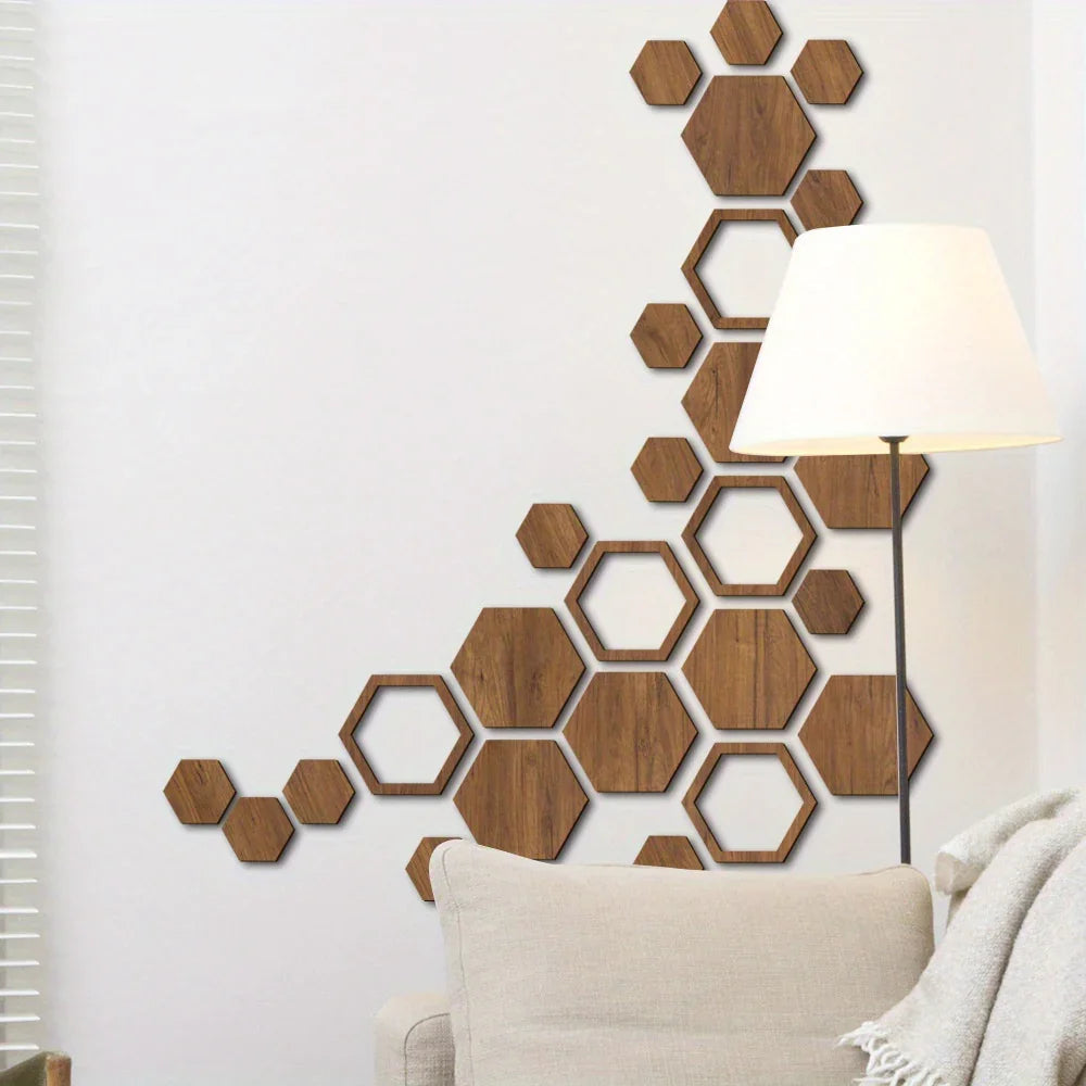 Hexagon Wood Wall Decor Brown Honeycomb Panels for Your Modern Home