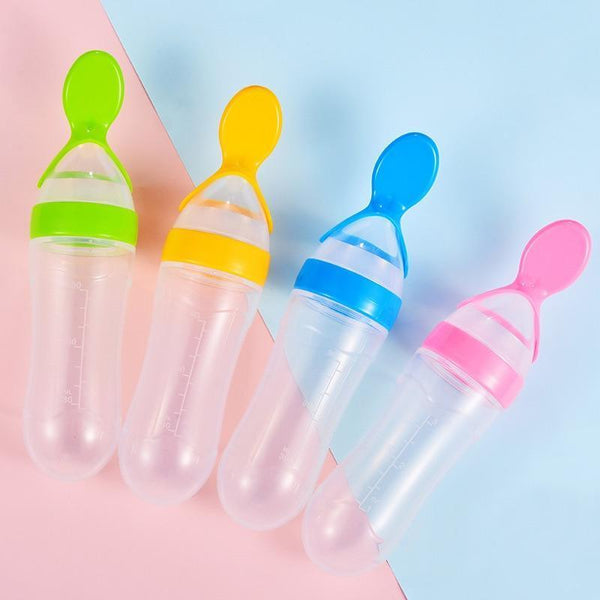 NEW Baby Feeding Bottle Spoon With Silicone Spoon Newborn Infant Squeeze Spoon Toddler Supplement food Bottle Feeder For Kids and Baby