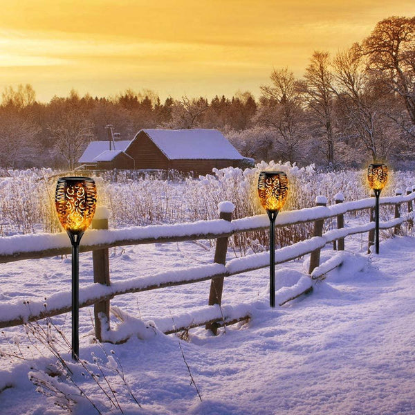 33/96 LED Solar Stainless Steel Torch Lamp For Yard Garden Pathway Doorway Courtyard