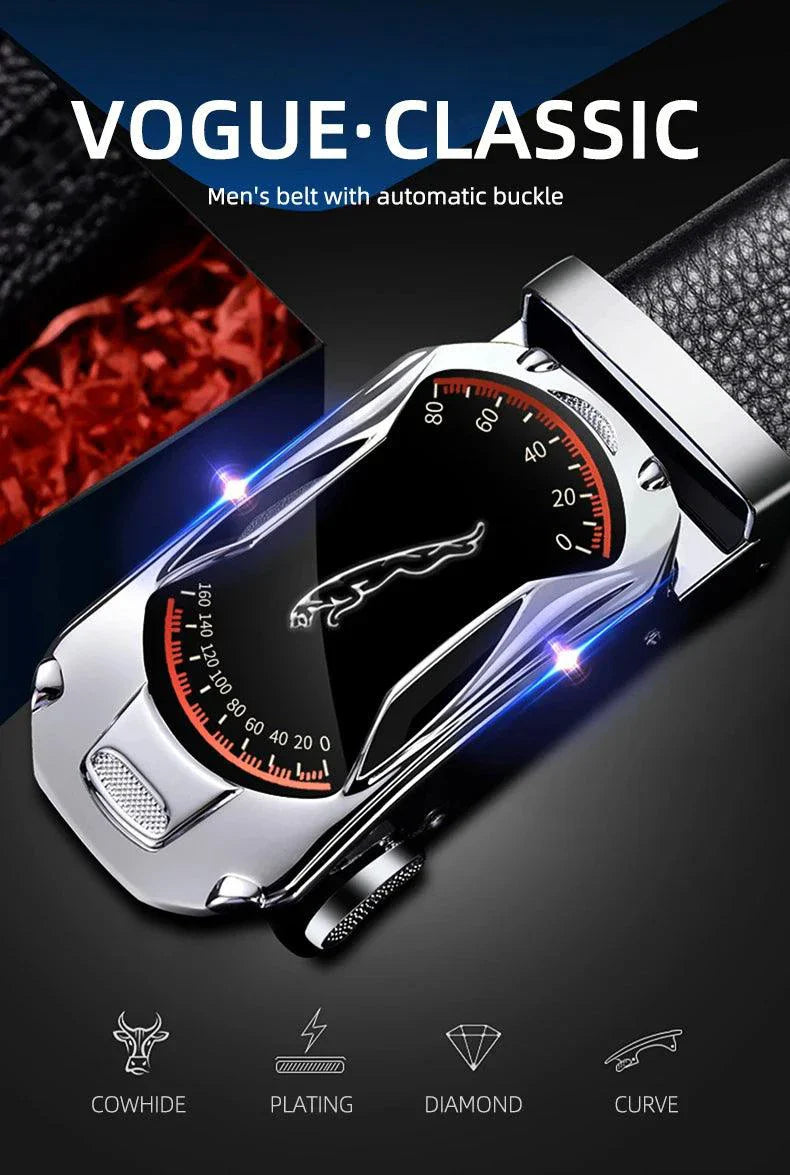 Belts for 3.5cm Width Sports Car Brand Fashion Automatic Buckle Black Genuine Leather Men's Jeans High Quality Waist Male Strap