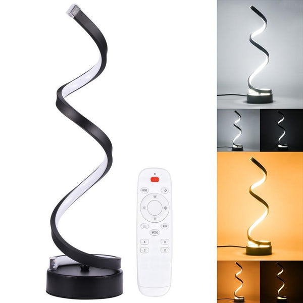 LED Spiral Table Lamp Modern Curved Desk Bedside Lamp Dim able Warm White Light For Living Room And Bedroom