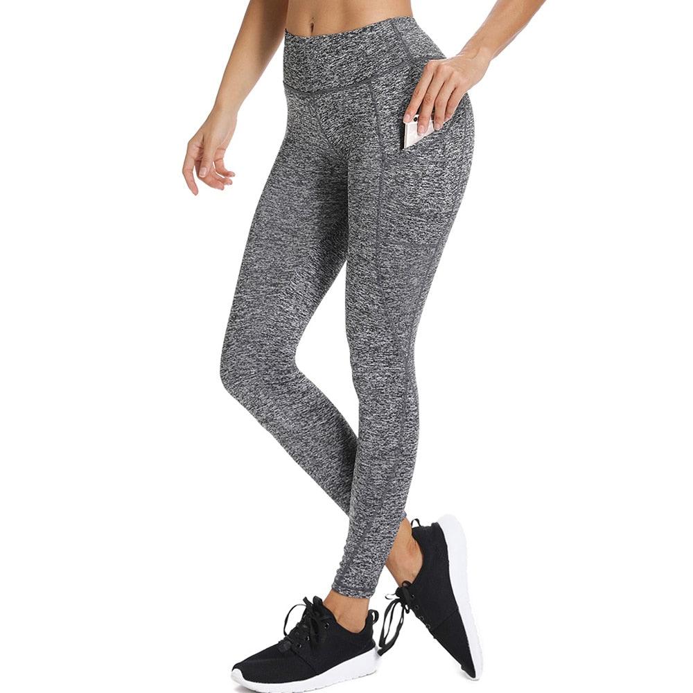 Casual Women's Yoga Pants Gym Fitness Sports Cropped Leggings Pocket Slim Pants Female Solid Color Women's Seamless Scrunch Legging Workout Leggings For Women Lift Tight Gym Yoga Home Pants