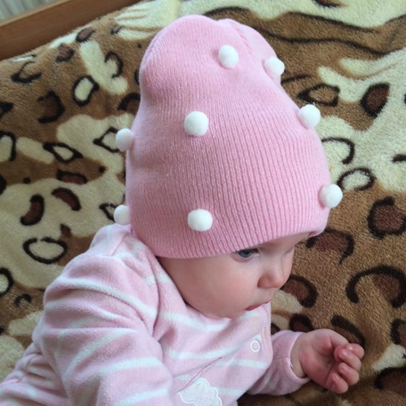 Baby Winter Autumn Warm Knit Hat For Girls Boys Solid Color For Baby and Kids