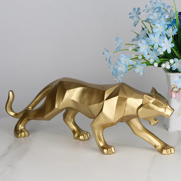 Black panther animal statue Resin abstract Geometric Style Decor Crafts Modern home livingroom office desktop Sculpture Ornament