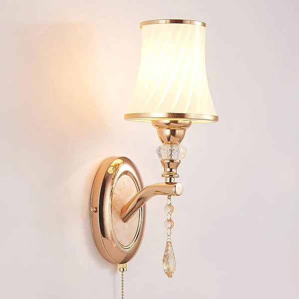 Nordic LED Wall Sconce with Switch Glass Shade Bedroom Bedside Living Room