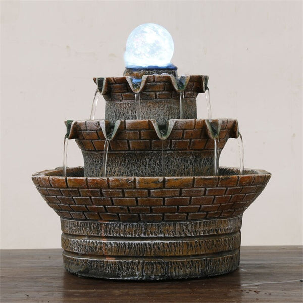 Landscape Zen Waterfall Indoor Fountain With LED Crystal Ball