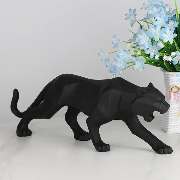 Black panther animal statue Resin abstract Geometric Style Decor Crafts Modern home livingroom office desktop Sculpture Ornament