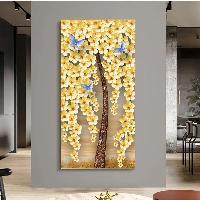 Abstract Golden Rich Tree Money Tree Oil Paintings on Canvas Poster Modern Landscape Wall Art Picture Print Home Decor No Frame