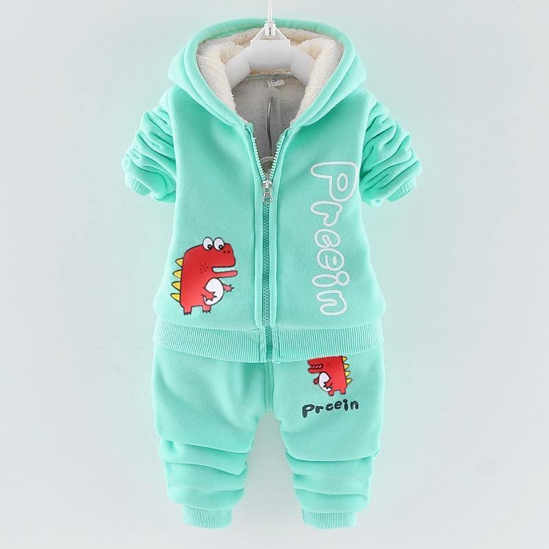 Modern Fashion Cotton Thick Warm Casual Hooded Sweater Cartoon Cute Bear Three-piece Suit For Baby Boy & Girl