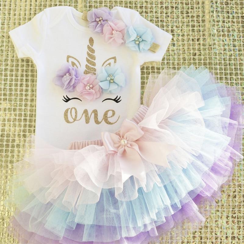 Modern Unicorn Baby Kids 1st year Girls Dress For Birthday Party Outfits Infant Princess Girls Clothes 12 Months Kids