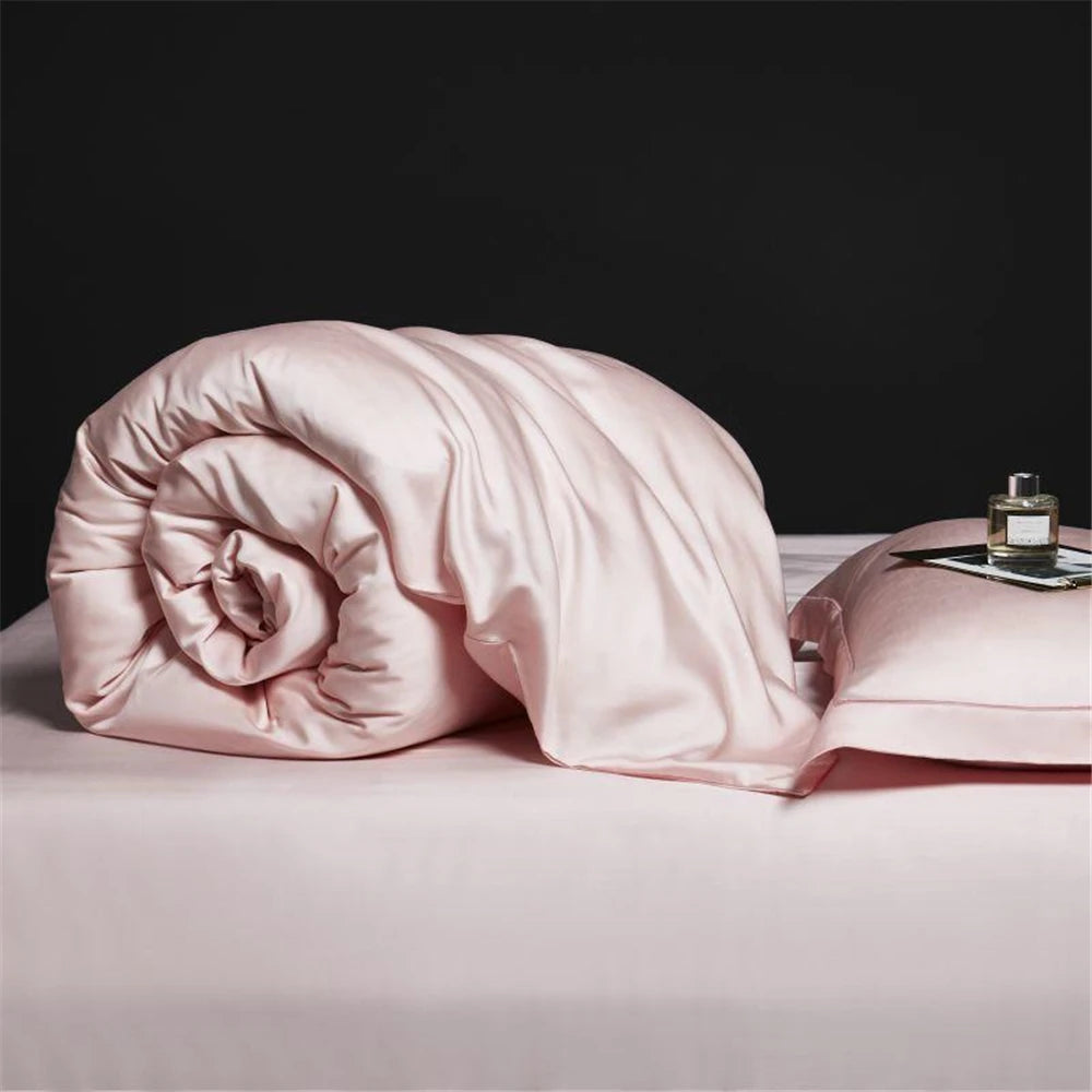 Liv-Esthete Luxury Women Pink 100% Silk Bedding Set Pure Healthy Silk Queen King Duvet Cover Flat Sheet Pillowcase Bed Linen Set
