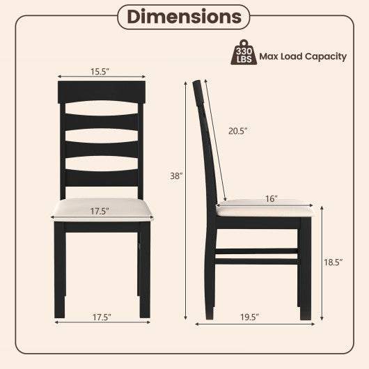 High Back Dining Room Chairs Set of 2 with Padded Seat-Black