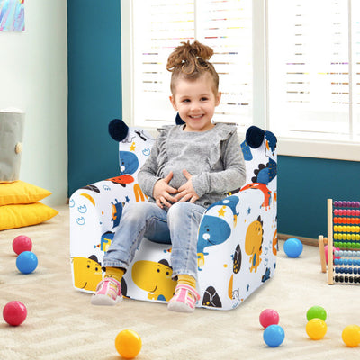 High-density Padding Kids Sofa with Armrest and Extra Pilow-Blue