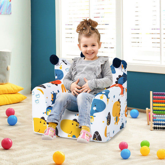 High-density Padding Kids Sofa with Armrest and Extra Pilow-Blue