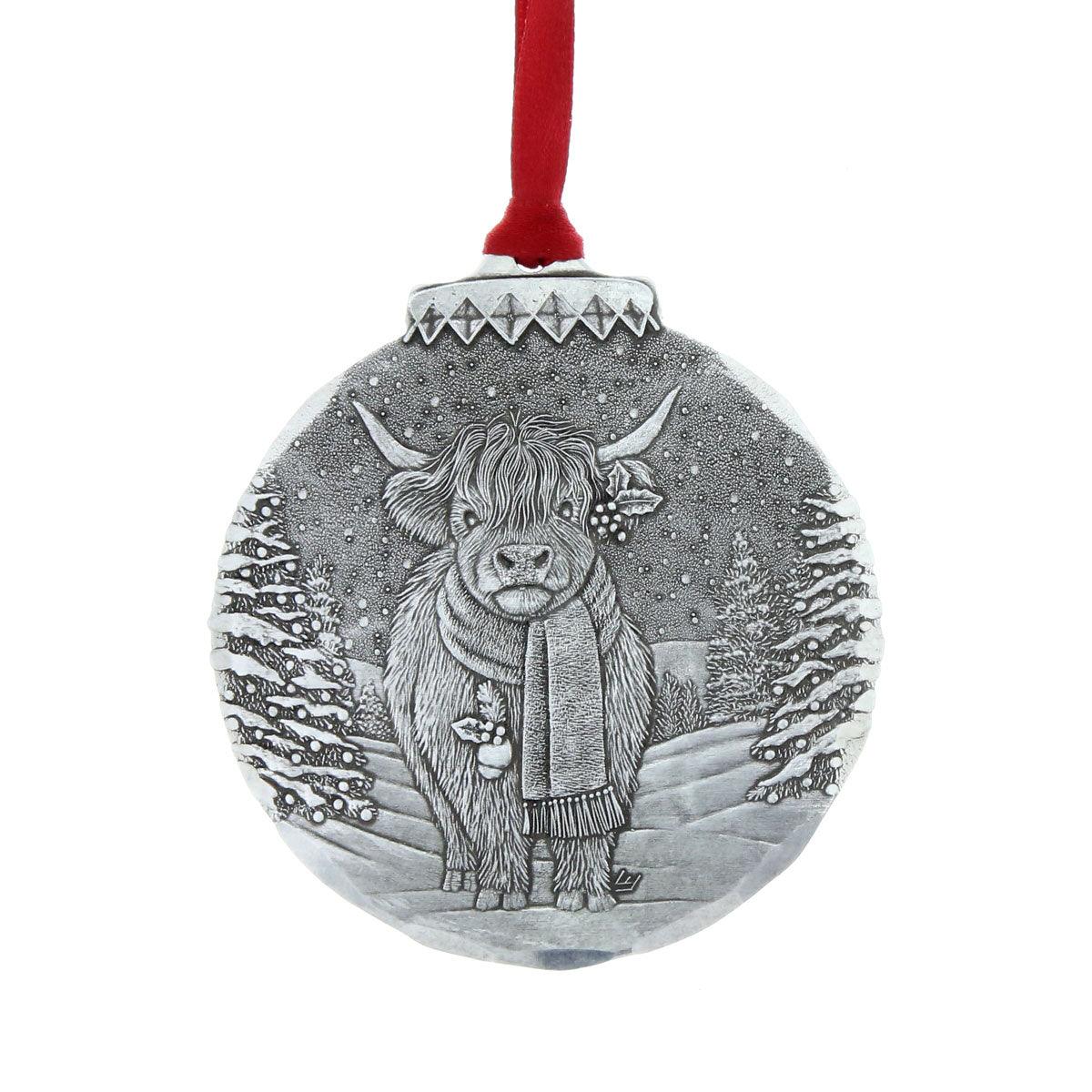 Holiday Highland Cow Christmas Ornament