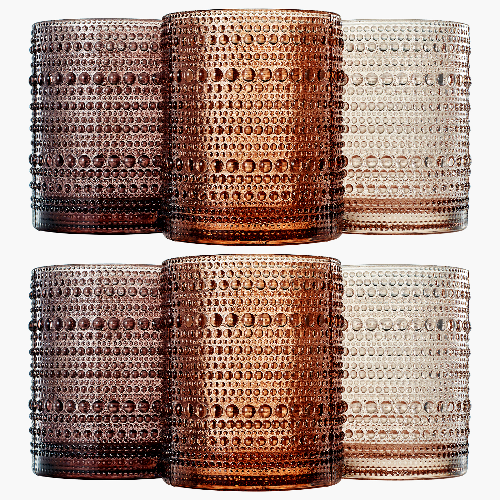 Venus Hobnail Lowball Whiskey Glassware, Set of 6