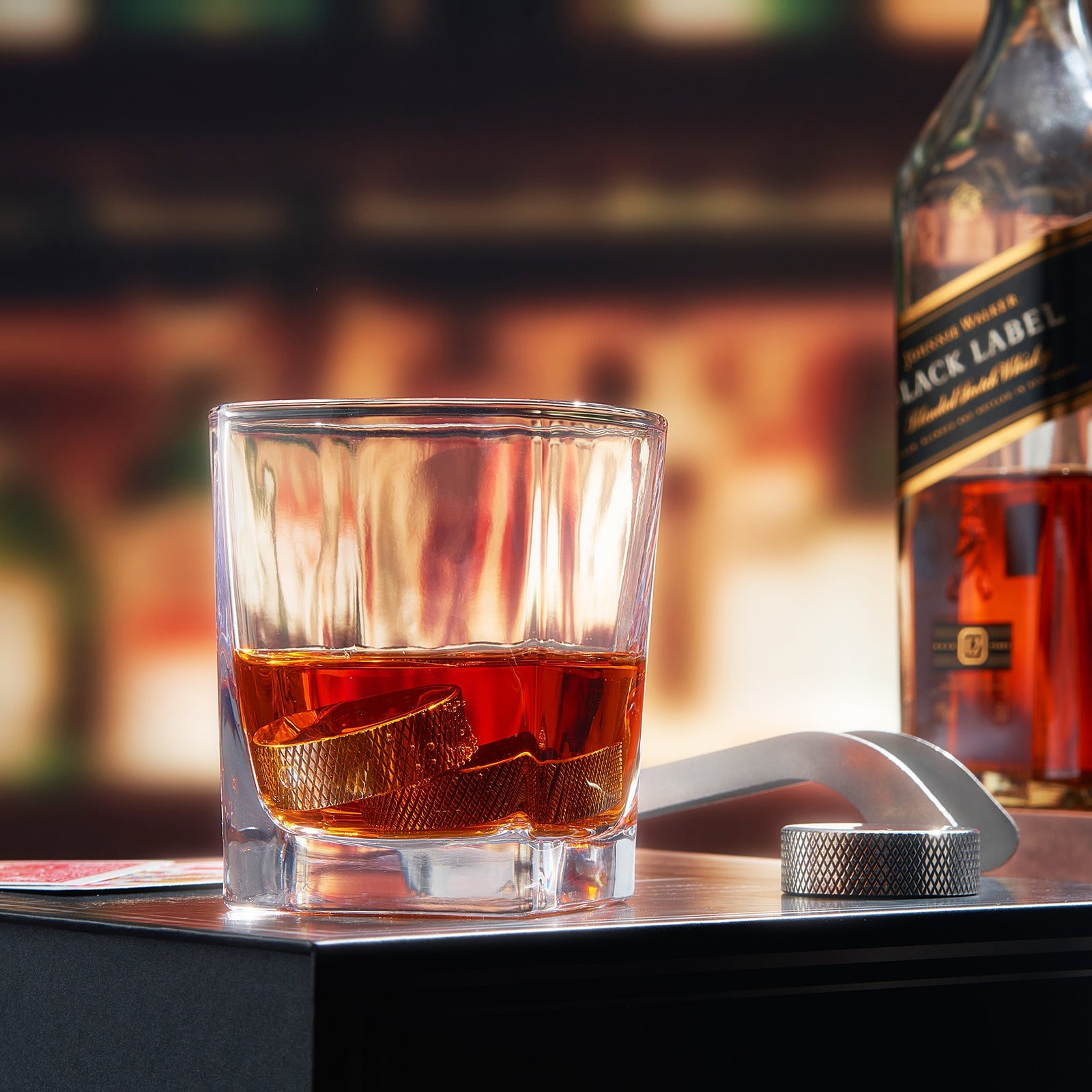 Hockey Whiskey Stones Set | 7pcs - 4 Hockey Puck Chill Stones with Cooling Gel, Hockey Stick Tongs & 2 Classy Whiskey Glasses | Prime Hockey Gifts for Coaches! | | Ideal for Him, Dad, Hockey Present