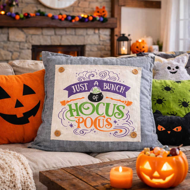 PANEL ONLY: SQUARE Holiday Panel: Fall, Autumn Halloween Witches Brew Caldron HOCUS POCUS