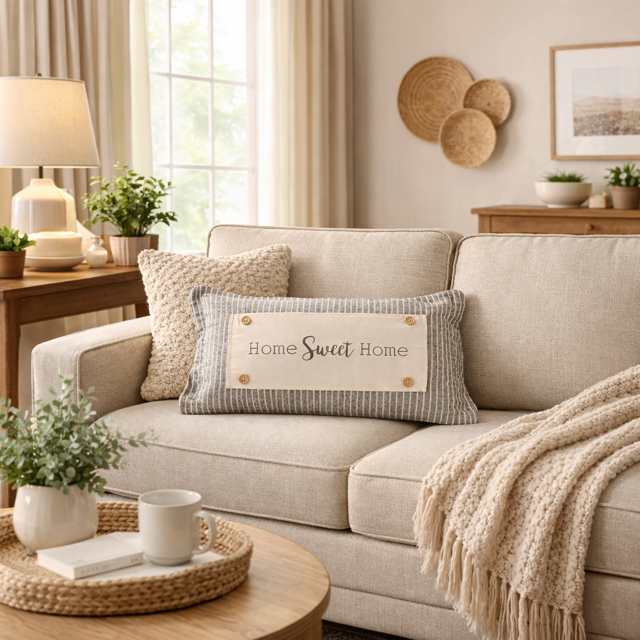 PILLOW ONLY (with fluffy insert): Galvinized Charcoal/Cream Farm Stripes: RECTANGLE CREAM/ DARK CHARCOALSTRIPES PILLOW (with insert)