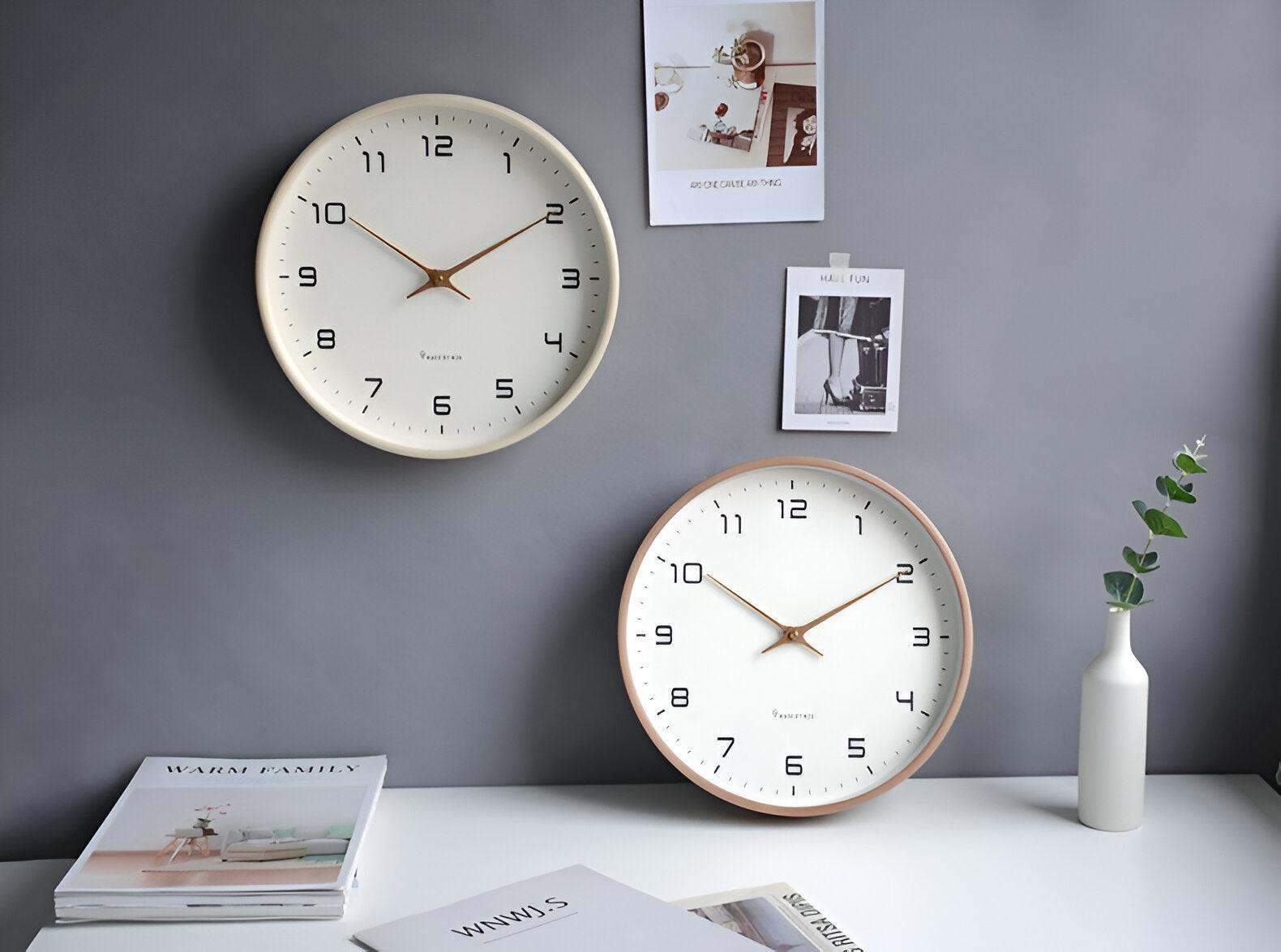 Nordic Wooden Wall Clock 30cm Silent Quartz Minimalist Numeric Dial