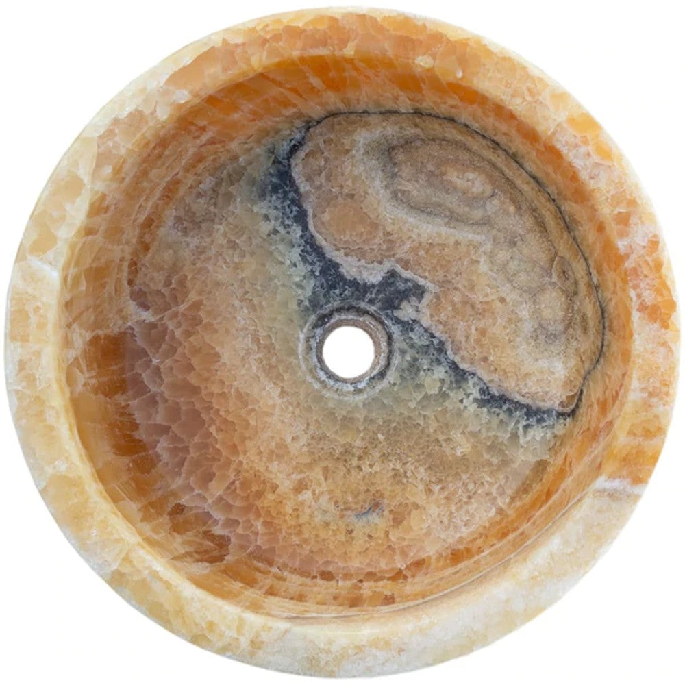 Natural Stone Honey Onyx Drop-in Vessel Sink Polished (D)16