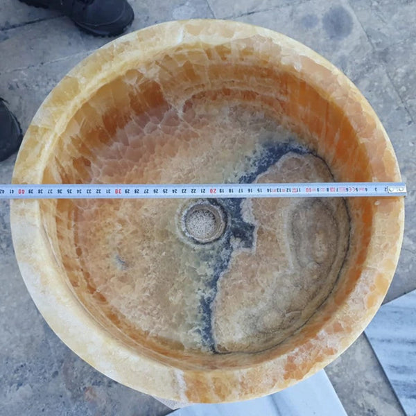 Natural Stone Honey Onyx Drop-in Vessel Sink Polished (D)16