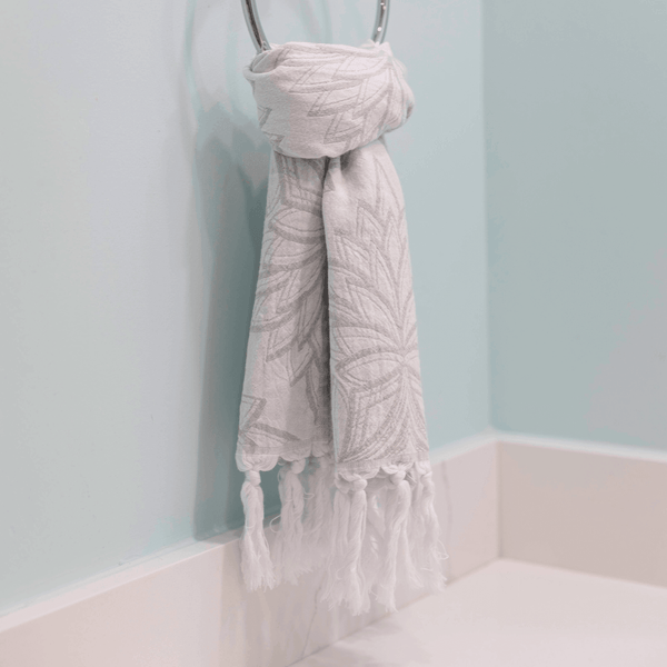 Turkish Towel | Hand Towel | Grey + White