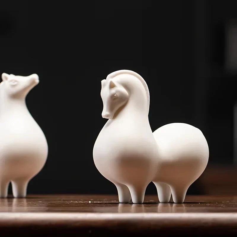 Horse Figurine - Decorative Ceramic White
