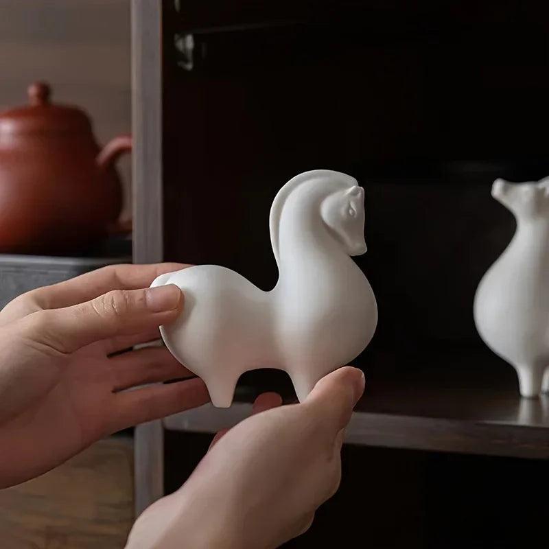 Horse Figurine - Decorative Ceramic White