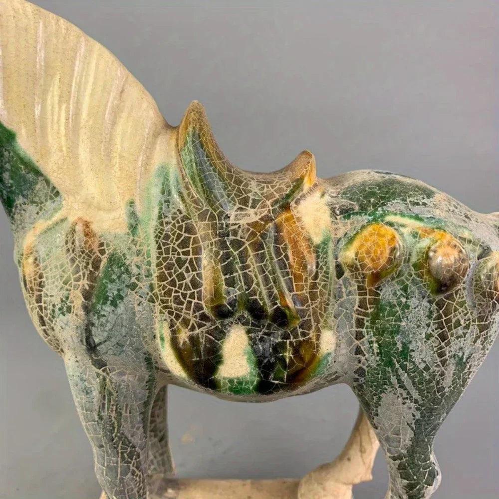 Horse Figurine with Green Crackle Glaze for Your Home Decor