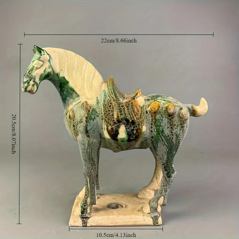 Horse Figurine with Green Crackle Glaze for Your Home Decor
