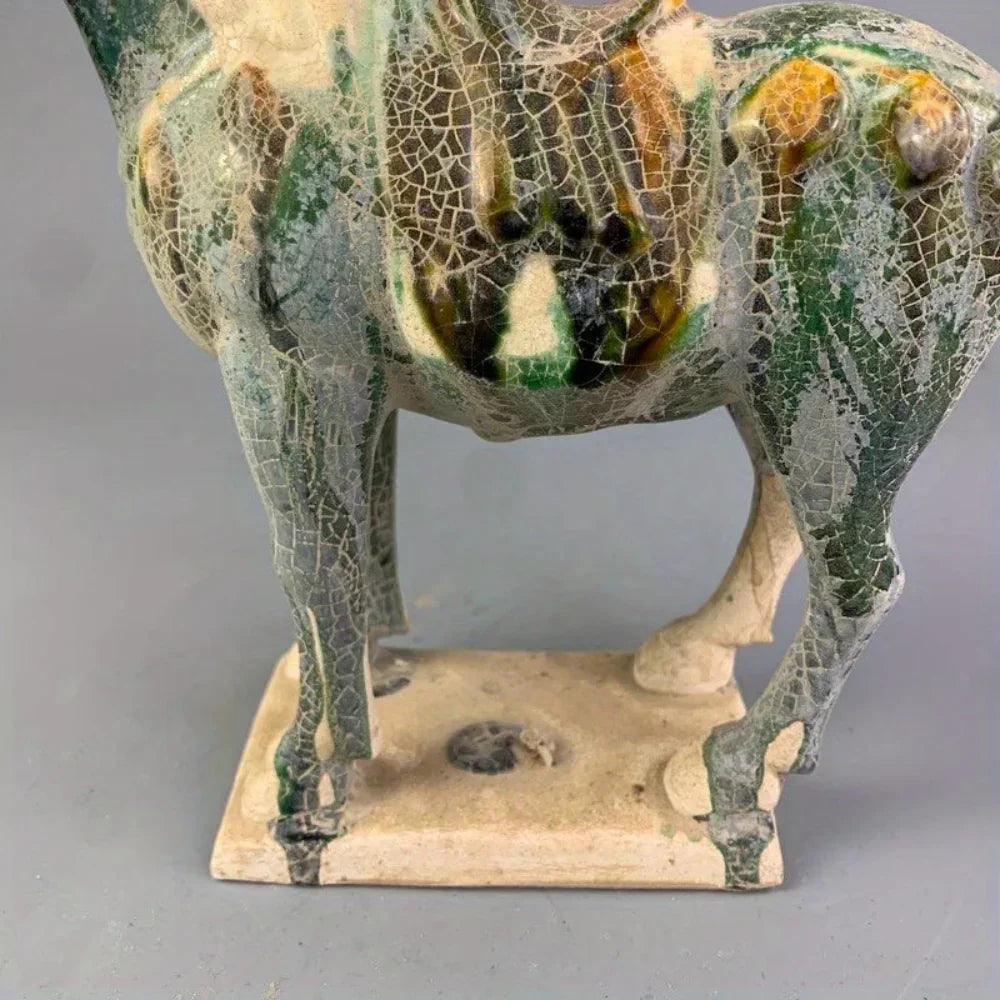 Horse Figurine with Green Crackle Glaze for Your Home Decor