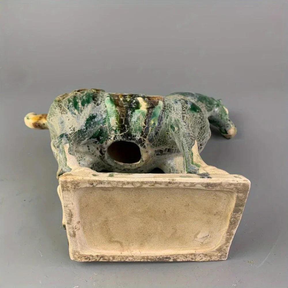 Horse Figurine with Green Crackle Glaze for Your Home Decor