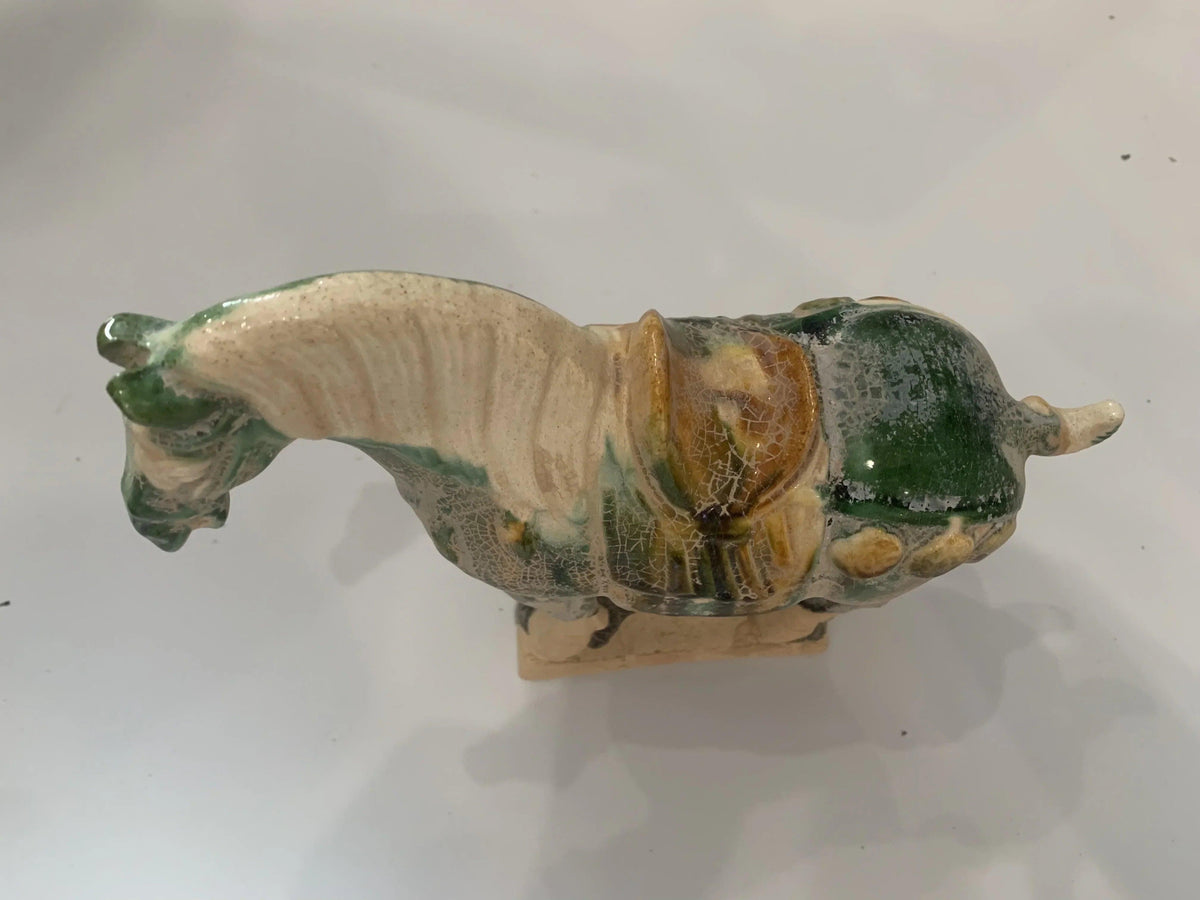 Horse Figurine with Green Crackle Glaze for Your Home Decor
