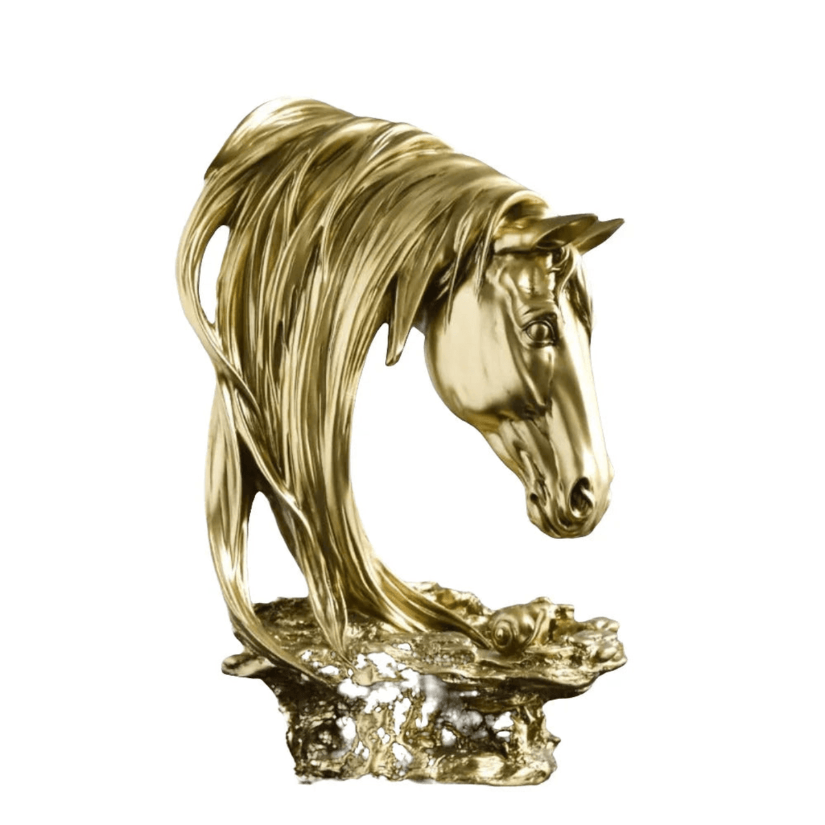Horse Head Sculpture Artistic Gold and White for Home Decor Lovers