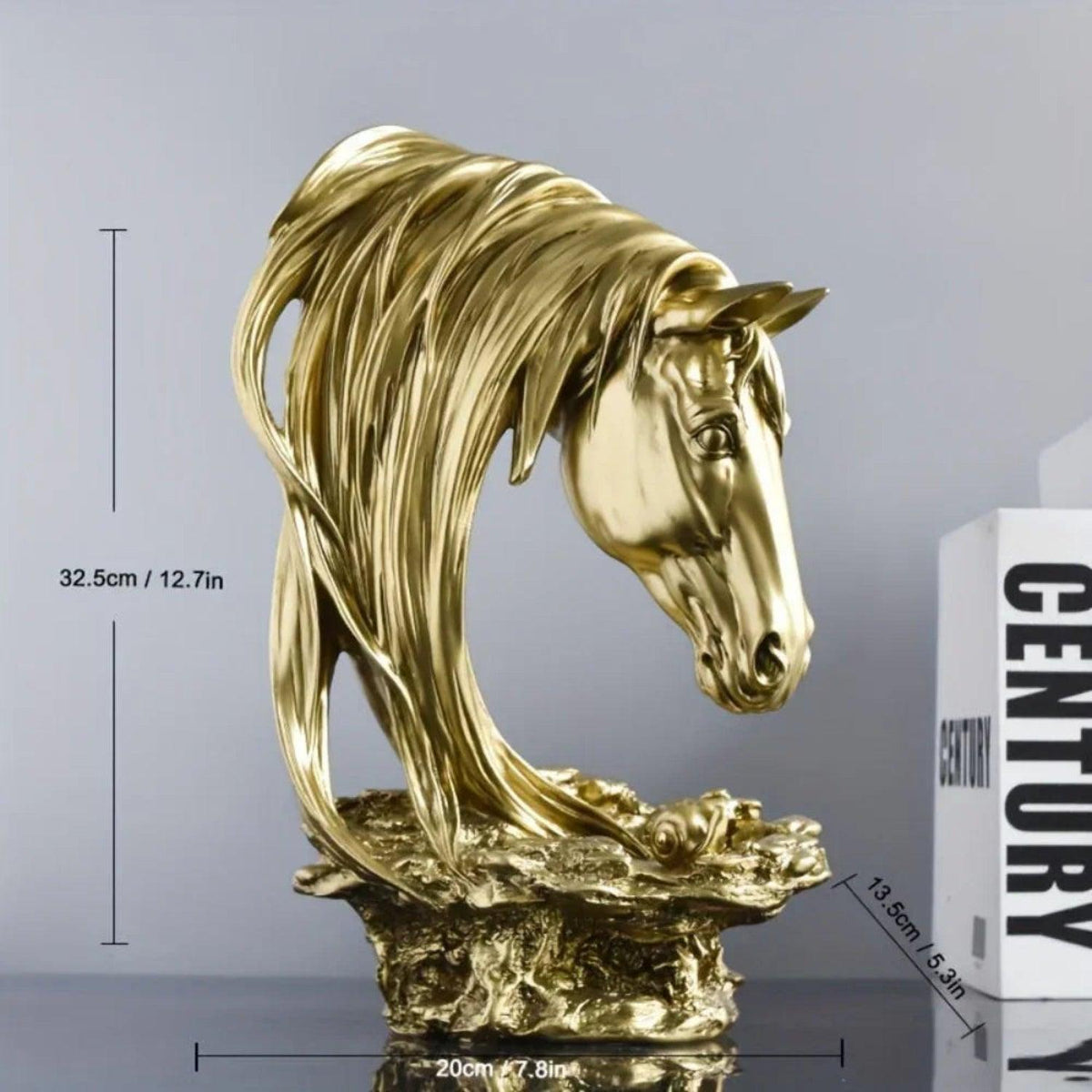 Horse Head Sculpture Artistic Gold and White for Home Decor Lovers