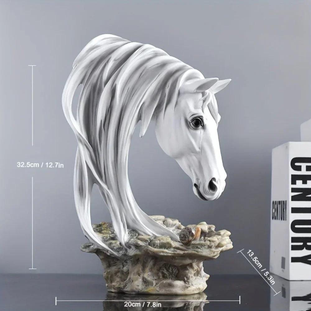 Horse Head Sculpture Artistic Gold and White for Home Decor Lovers
