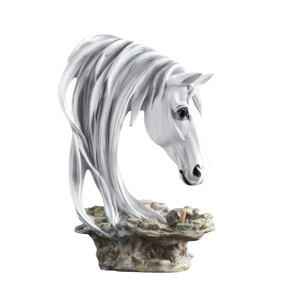 Horse Head Sculpture Artistic Gold and White for Home Decor Lovers