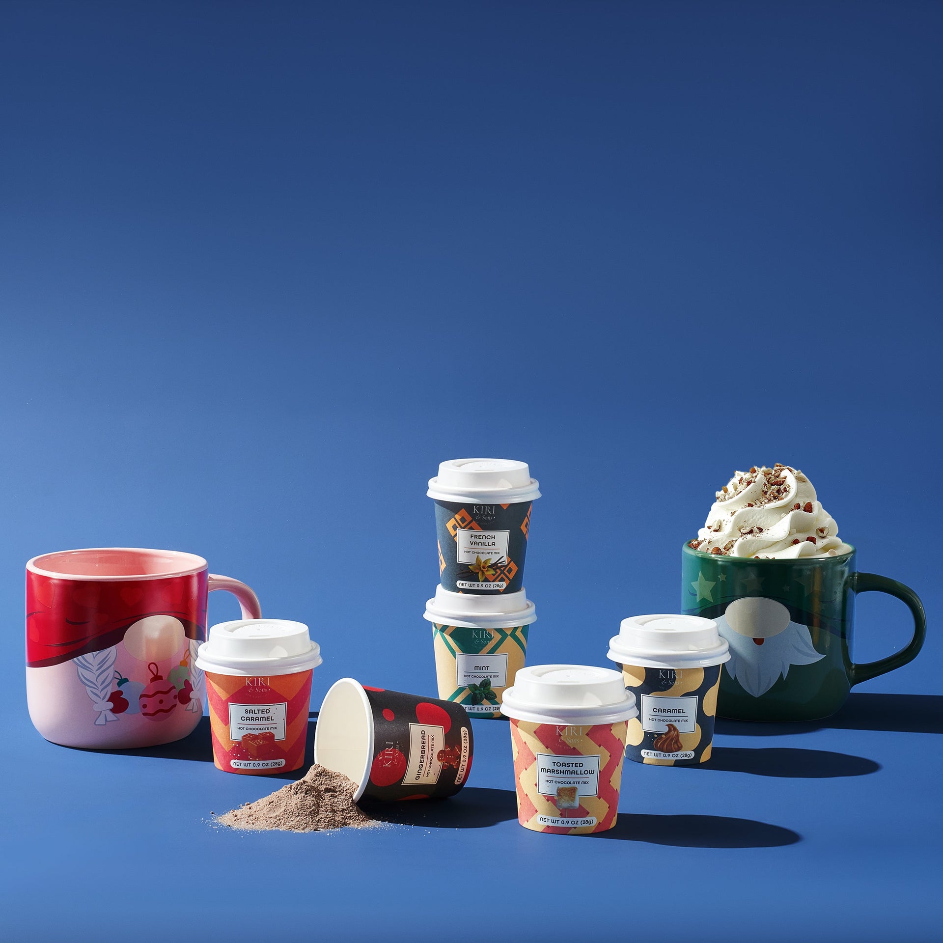 Gourmet Hot Cocoa Gift Set Cup Hot Chocolates - Set of 6 Flavors - Salted Caramel, French Vanilla, Caramel, Gingerbread, Mint, Amaretto & More - Holiday Christmas Gifts For Her, Him, Kids