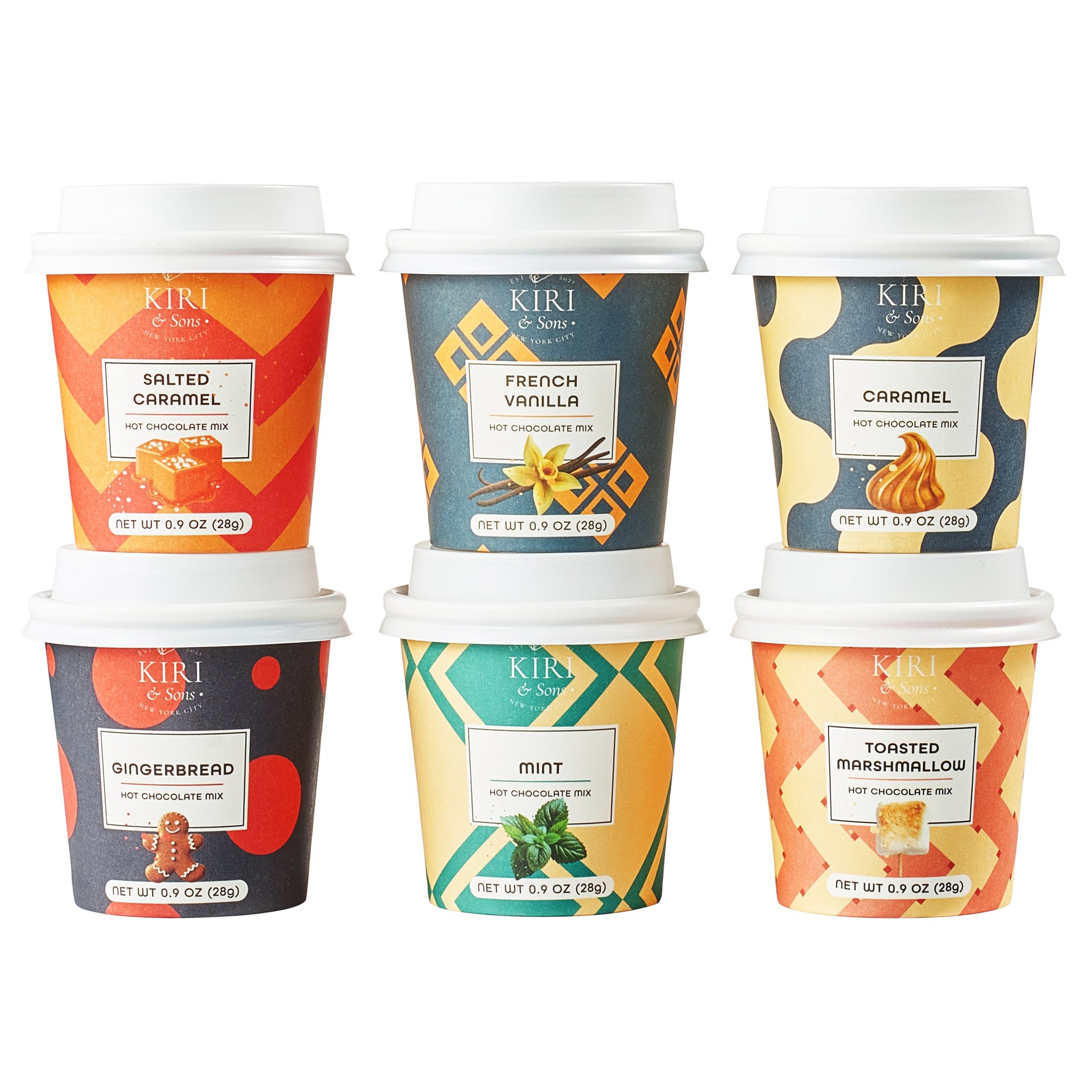 Gourmet Hot Cocoa Gift Set Cup Hot Chocolates - Set of 6 Flavors - Salted Caramel, French Vanilla, Caramel, Gingerbread, Mint, Amaretto & More - Holiday Christmas Gifts For Her, Him, Kids