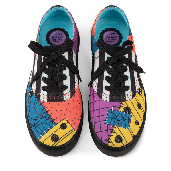 Dark Chocolate Design Colorful sneakers with geometric pattern on a white background