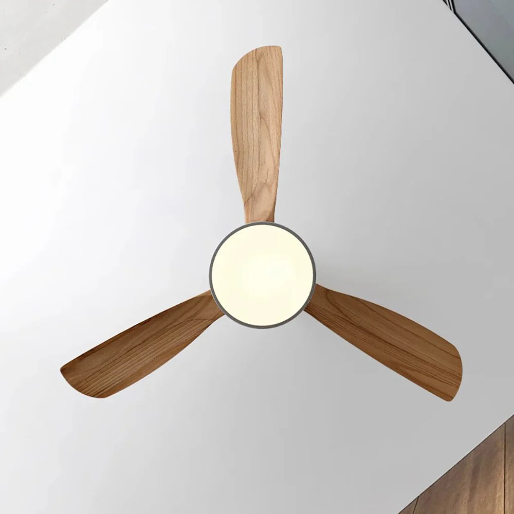 Hugger Wood Blade Ceiling Fan Lamp
