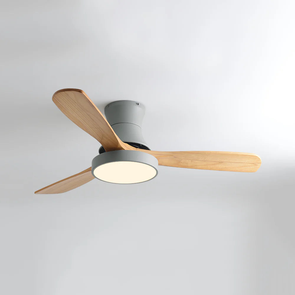 Hugger Wood Blade Ceiling Fan Lamp