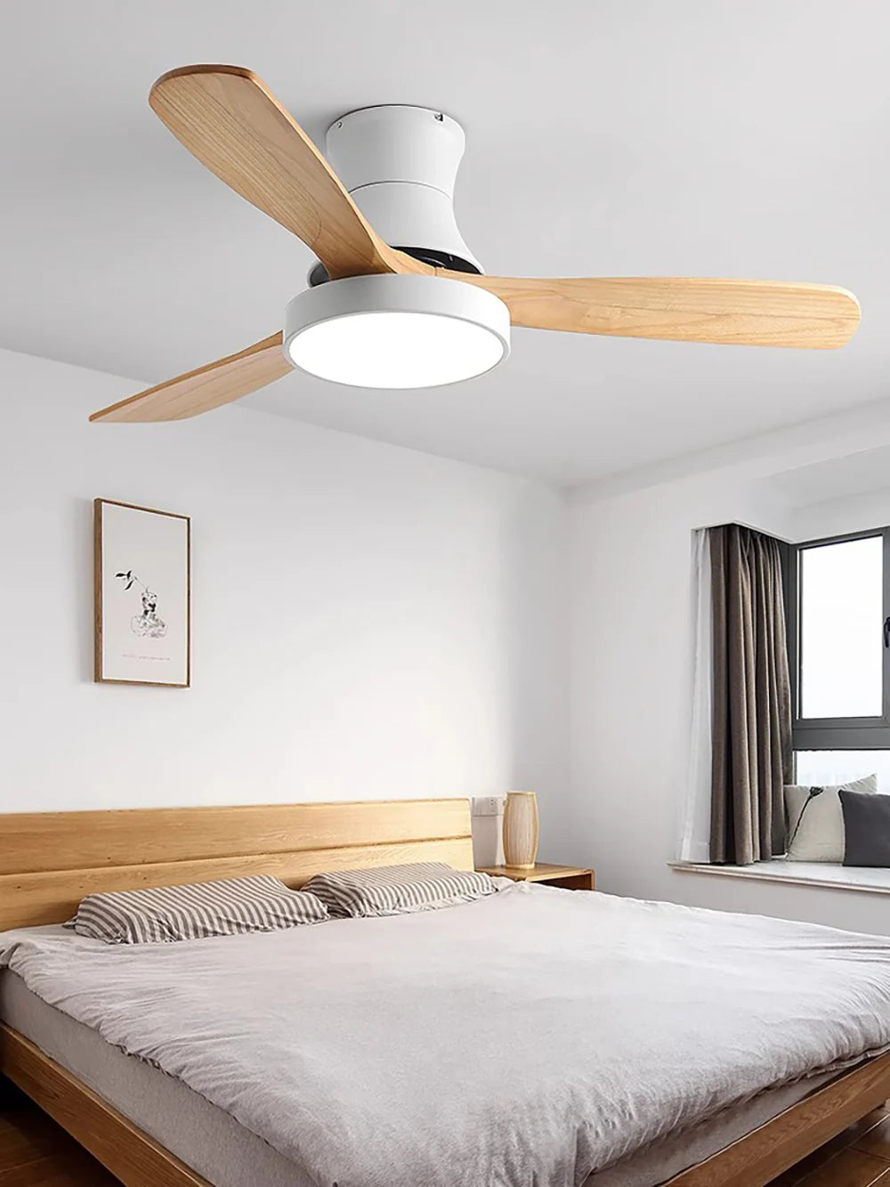 Hugger Wood Blade Ceiling Fan Lamp