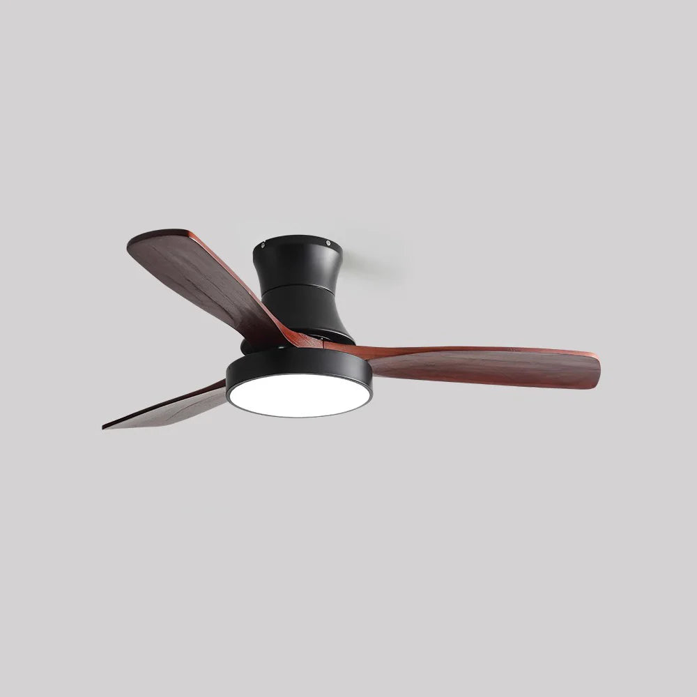 Hugger Wood Blade Ceiling Fan Lamp