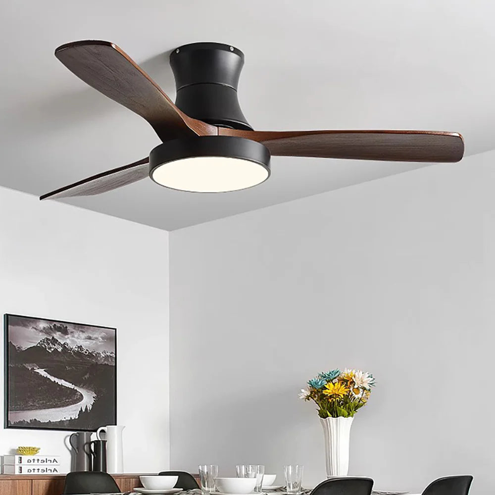 Hugger Wood Blade Ceiling Fan Lamp