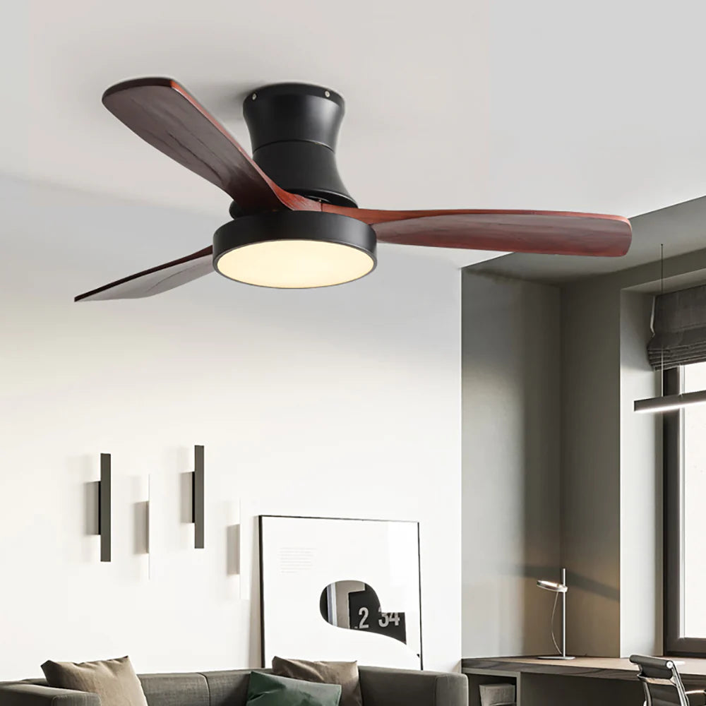 Hugger Wood Blade Ceiling Fan Lamp